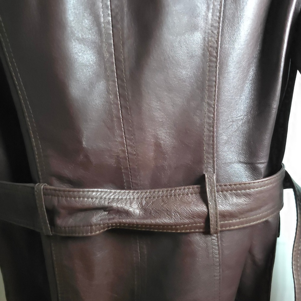 Kenneth Cole Reaction Brown Leather Jacket Women's Medium Belted Moto Zip Cuffs - Picture 13 of 15